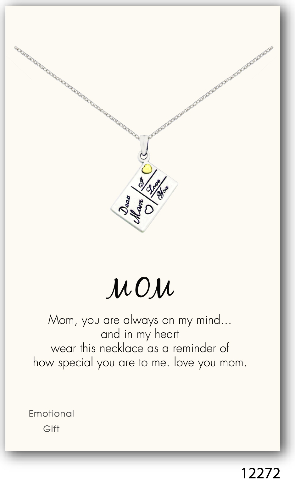 Dear mom, i love you silver pendant